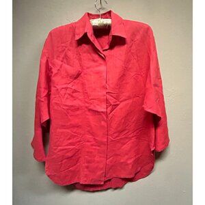 Exclusive for Paraphernalia Womens Button Linen Dolman Sleeve Shirt Sz 8 Orange